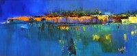 Syeda Nadia Raza, Glimpse series - Motor Way 3, 16 x 45 Inch, Mixed Media on Canvas, Landscape Paintings, AC-SNDR-004